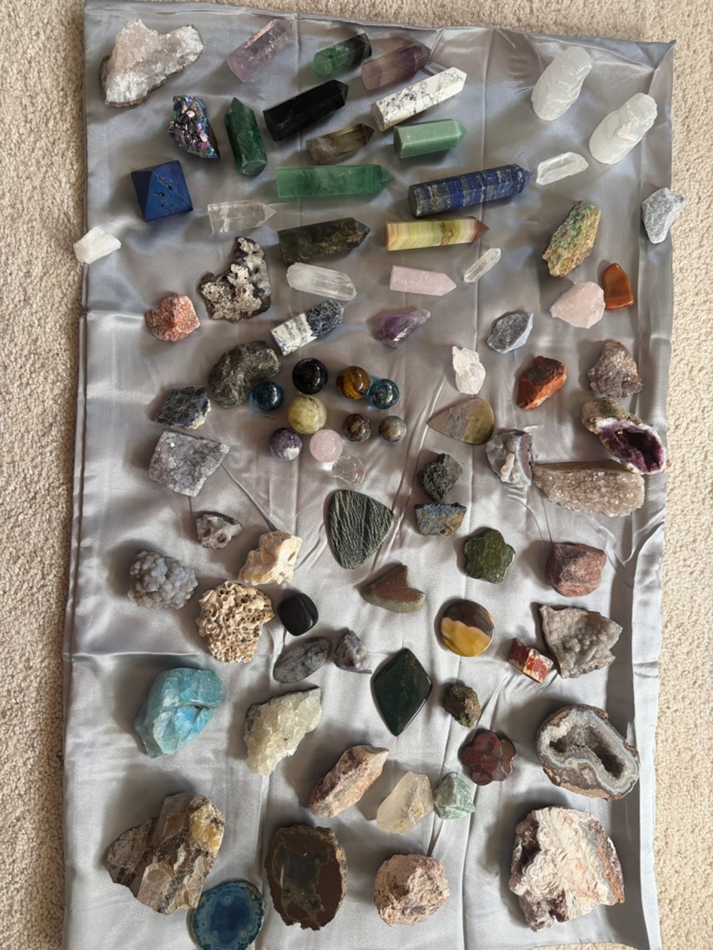 Mixed Rough Gemstone & Crystal Lot - Multicolor Display